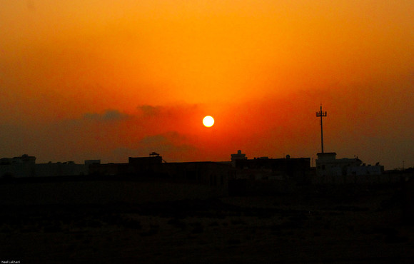 Driving back into a beautiful UAE sunset