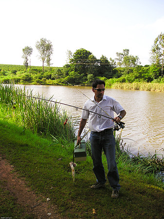 Dominic proudly displaying his fish